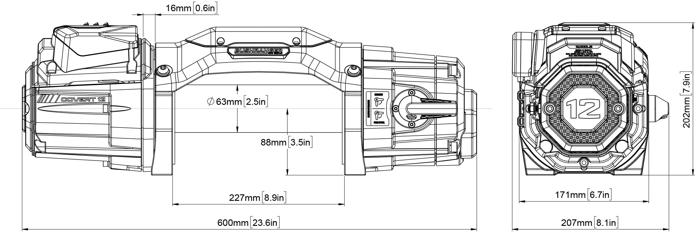 Troliu ARB Winch, 12.000lbs, cablu sintetic - imagine 9